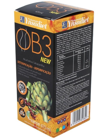 Ob3 Jarabe 0% Azucar 475 Ml de Ynsadiet