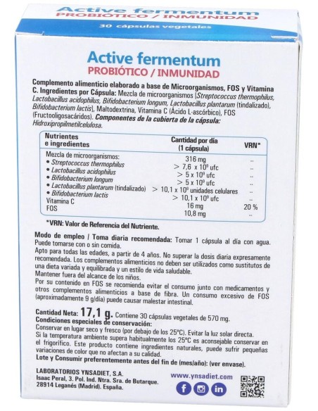 Active Fermentum  Inmunidad 30 Caps. V de Ynsadiet