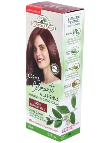 Crema Colorante Henna Caoba 80Ml. de Corpore Sano