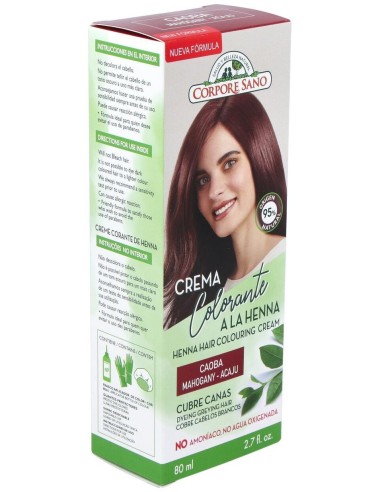Crema Colorante Henna Caoba 80Ml. de Corpore Sano