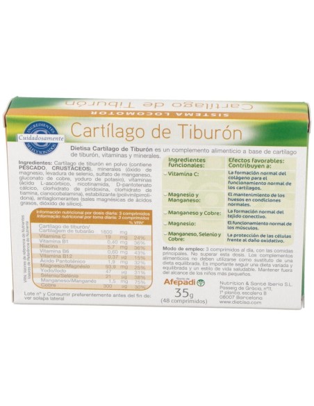 Cartílago De Tiburón   Envase 48 Comp.(16 Días) de Dielisa®