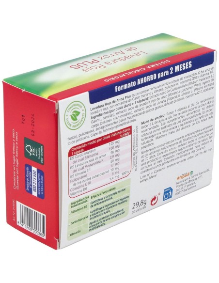 Dts Levadura Roja De Arroz Plus  60 Cápsulas  Envase 60 Cápsulas(60 Dias) de Dielisa®