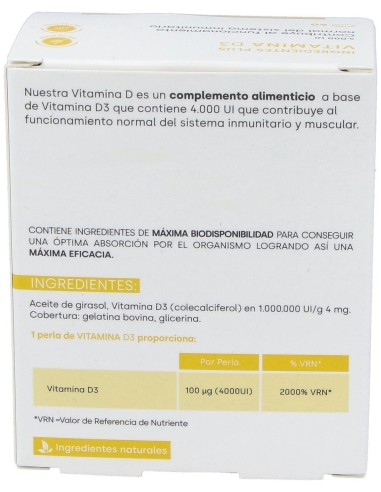 Vitamina D3 4000Ui 60Perlas de Fdb