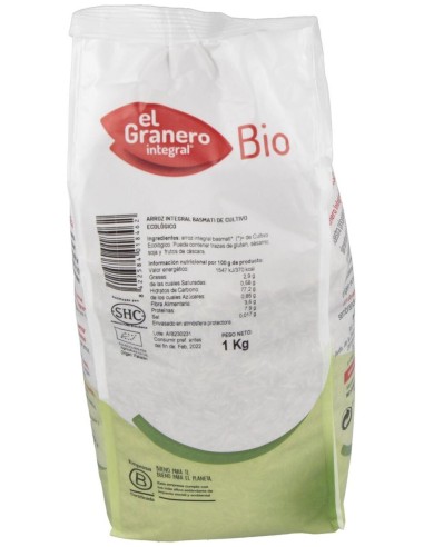 Arroz Integral Basmati Bio, 1 Kg de El Granero Integral
