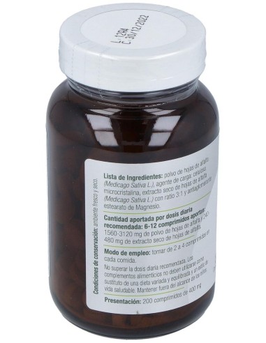 Alfalfa 400Mg. 200Comp. de El Granero