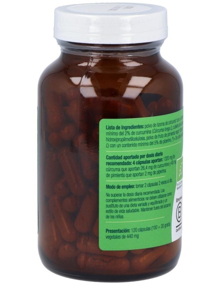 Curcuma Y Pimienta Bio 120Cap. de El Granero