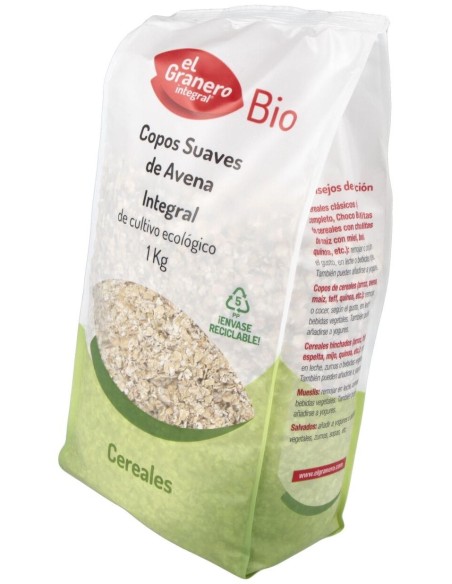 Copos De Avena Suaves Integral 1Kg. Bio de El Granero