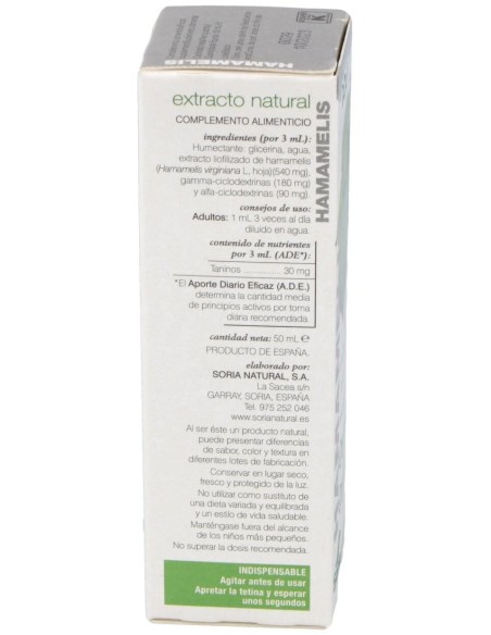 Ext. Hamamelis Xxi 50Ml. S/Al de Soria Natural