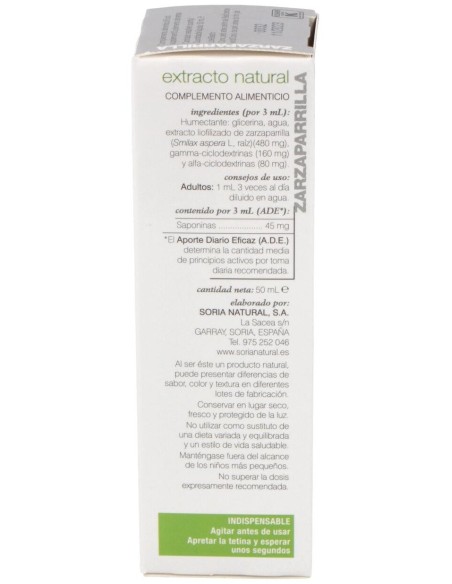 Zarzaparrilla Xxi 50Ml. S/Al de Soria Natural.