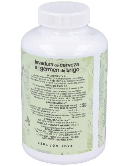 Germen De Trigo Y Levadura De Cerveza 500Comp. de Soria Natural