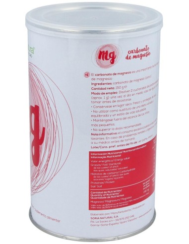 Carbonato Magnesio 150Gr de Soria Natural