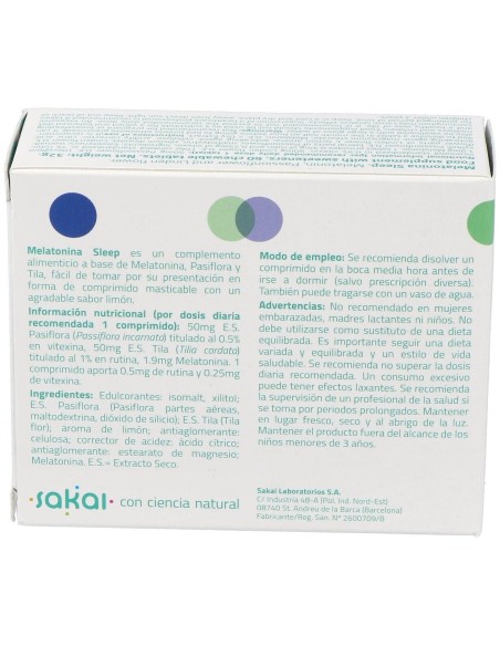 Melatonina Sleep 60Comp.Mast. de Sakai