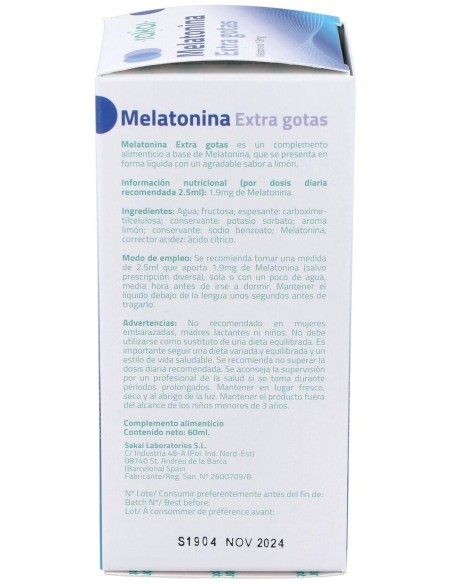 Melatonina Extra Gotas 60Ml. de Sakai