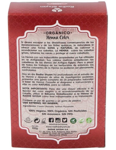 Henna Polvo Caoba Luminoso 100Gr. de Radhe Shyam