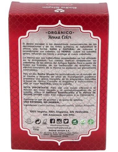 Henna Polvo Caoba Oscuro 100Gr. de Radhe Shyam