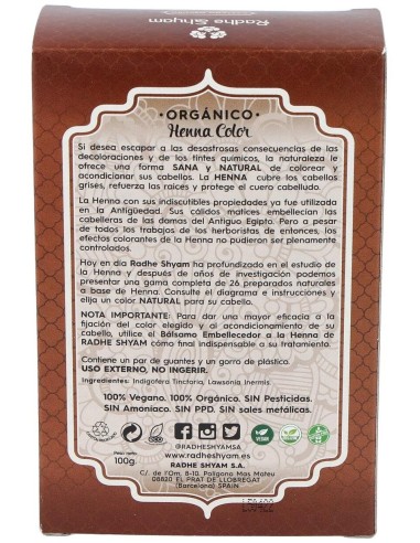 Henna Polvo Castaño Oscuro 100Gr. de Radhe Shyam