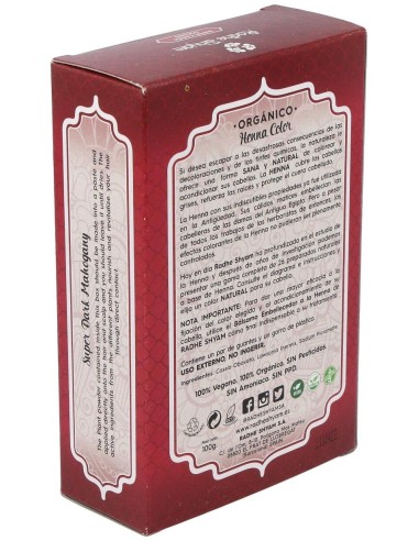 Henna Polvo Super Caoba Oscuro 100Gr. de Radhe Shyam