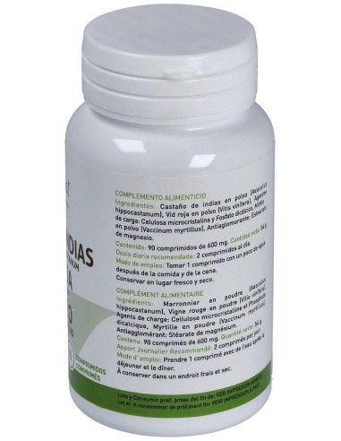 Castaño de Indias, Vid Roja y Myrtilo (90 Comprimidos 600 Mg)                                                     de Plantapol