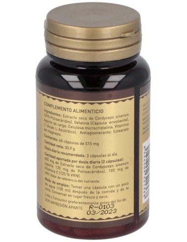 Cordypol Cordyceps + Vit C 60Cap. de Plantapol