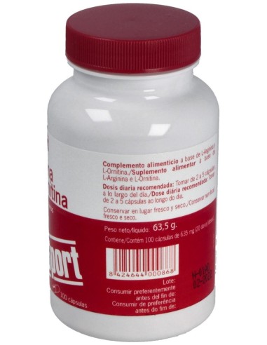 L-Arginina L-Ornitina 500Mg. 100Cap. de Nutrisport