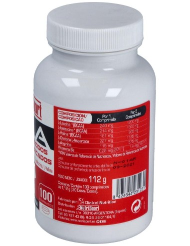 Aminoacidos Ramificados 1Gr Bcaa 100Comp de Nutrisport