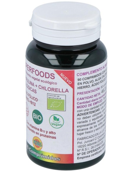Espirulina + Chlorella Superalimentos Bio 90Comp. de Robis