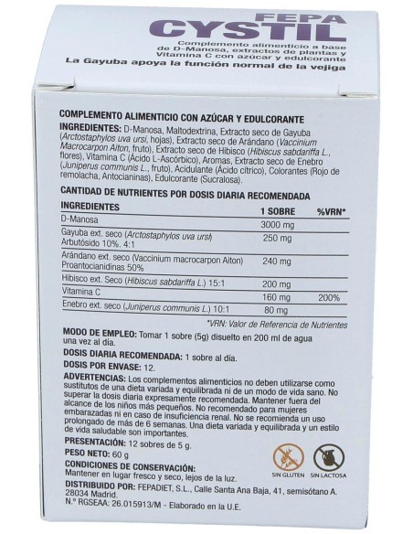 Fepa-Cystil 12Sbrs. de Fepadiet