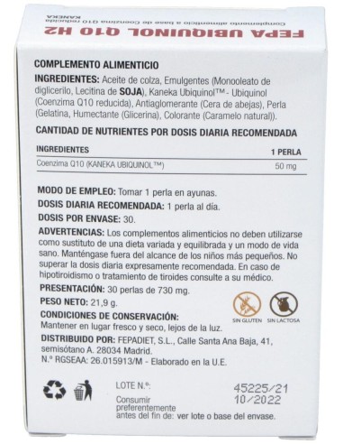 Fepa-Ubiquinol Q10 50Mg. 30Perlas de Fepadiet