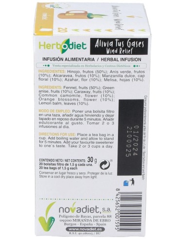 Herbodiet Inf. Alivia Tus Gases 20Filtros de Novadiet