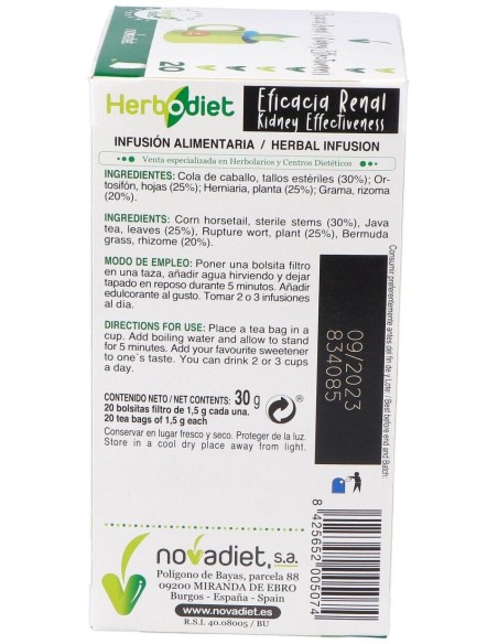 Herbodiet Inf. Eficacia Renal 20Filtros de Novadiet