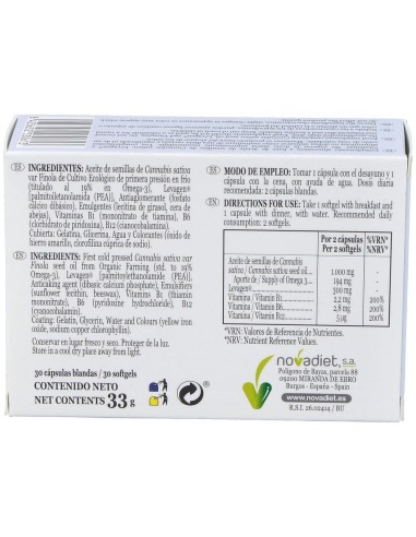 Cannalges Envase de 30 cápsulas blandas. de Novadiet