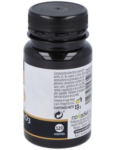 Vitamina D3 1000 Ui Envase de 120 comprimidos. de Novadiet