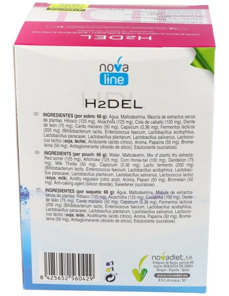 H2Del Envase de 10 sobres. de Novadiet