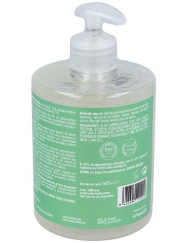 Gel Hidratante Aloe Vera-Rosa Mosqueta 500Ml. Bio de Herbora