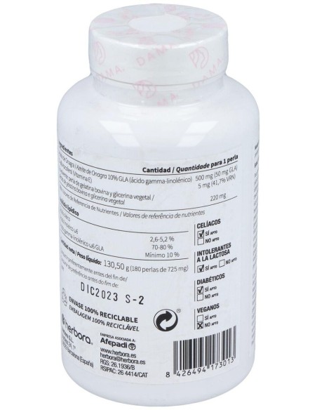 Aceite De Onagra Con Vit. E 180Perlas de Herbora