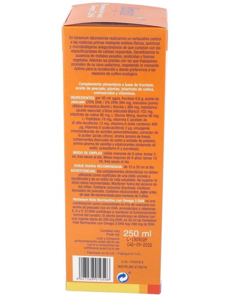 Herbetom Kids Normactive Con Omega 3Dha 250Ml. de Bioserum