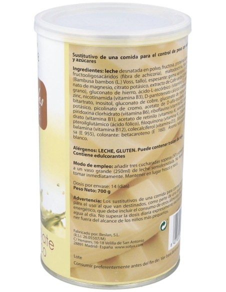 Batido Saciante Chocolate Blanco 700Gr. de Sotya