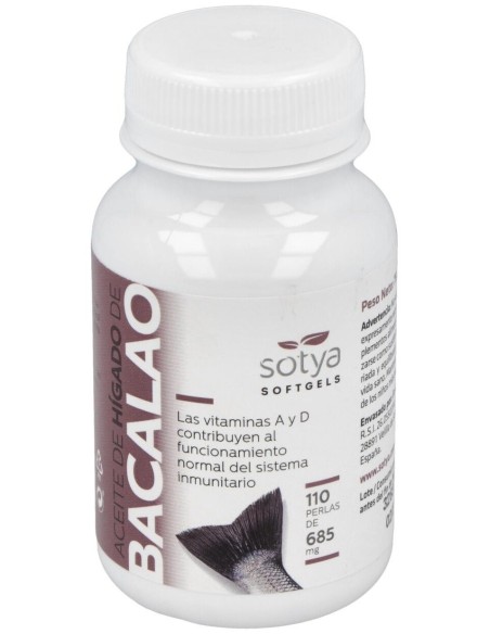 Aceite De Hígado De Bacalao 685Mg Perlas 110U de Sotya