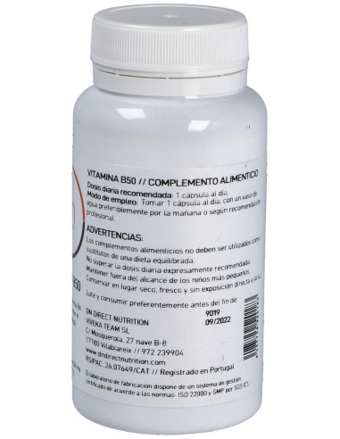 Vitamina B50Complex 60Vcap. de Direct Nutrition