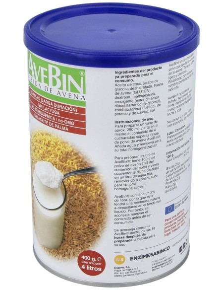 Bebida De Avena Avebiin Polvo 400 Gr de Enzime - Sabinco