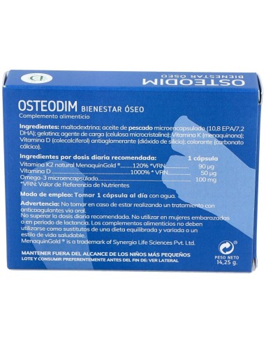 Osteodim Bienestar Oseo 30Cap. de Dimefar
