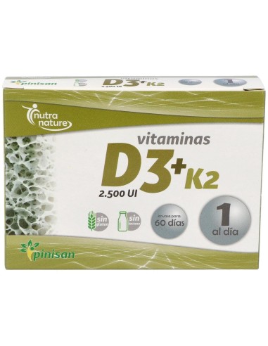 Vitamina D3+K2  2500ui 60Cap. de Pinisan
