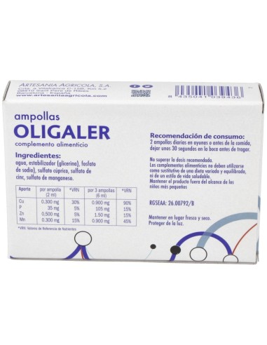 Oligaler 20 Ampollas X 2 Ml de Artesania