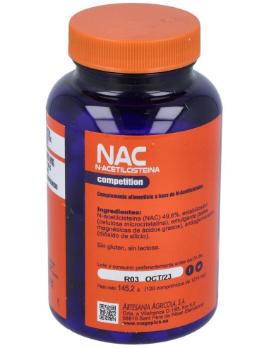 Nac N-Acetilcisteina 120Comp. de Mega Plus