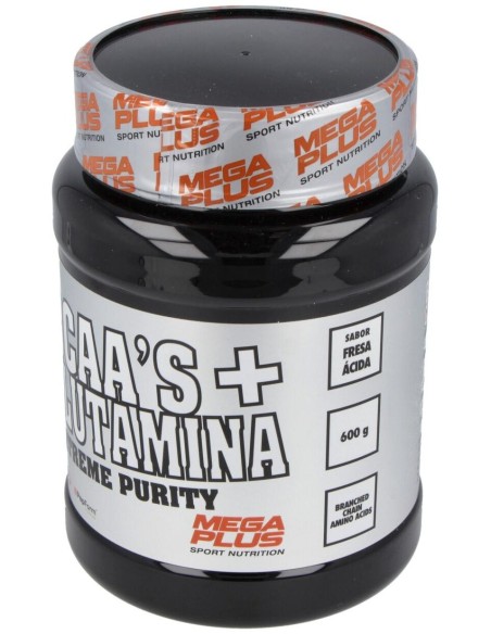 Bcaa+Glutamina Sabor Fresa 600Gr. Extreme Purity de Mega Plus