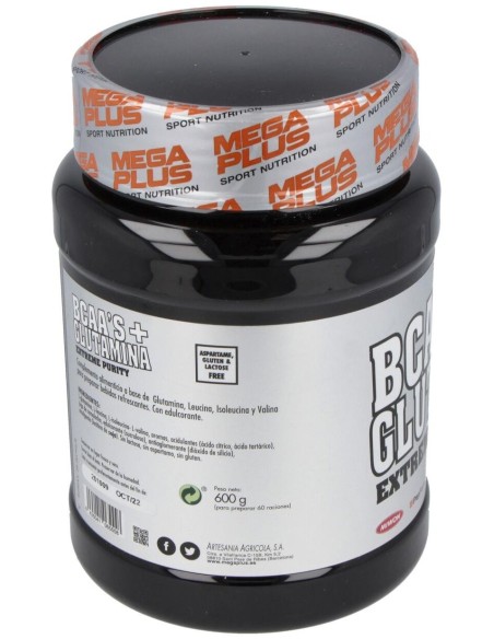 Bcaa+Glutamina Sabor Fresa 600Gr. Extreme Purity de Mega Plus