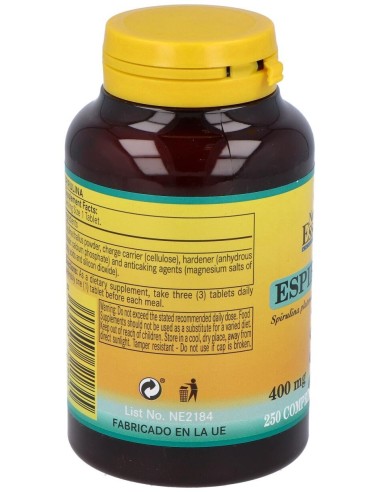 Espirulina 400Mg. 250Comp. de Nature Essential