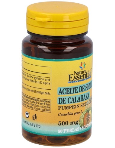 Aceite De Semillas De Calabaza 500Mg. 50Perlas de Nature Essential