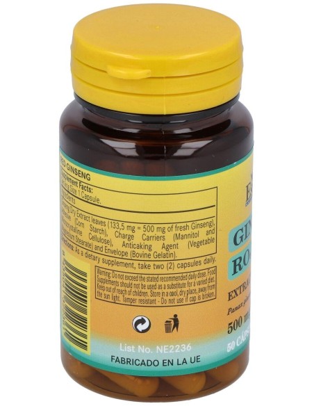Ginseng Rojo 500Mg. 50Cap. de Nature Essential
