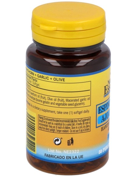 Espino Blanco + Ajo +Olivo 500Mg. 50Perlas de Nature Essential